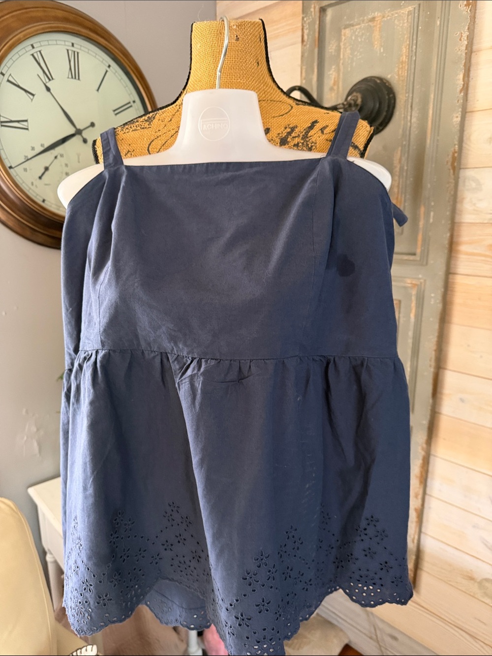 Lane Bryant Navy Eyelet-Hem Camisole Top